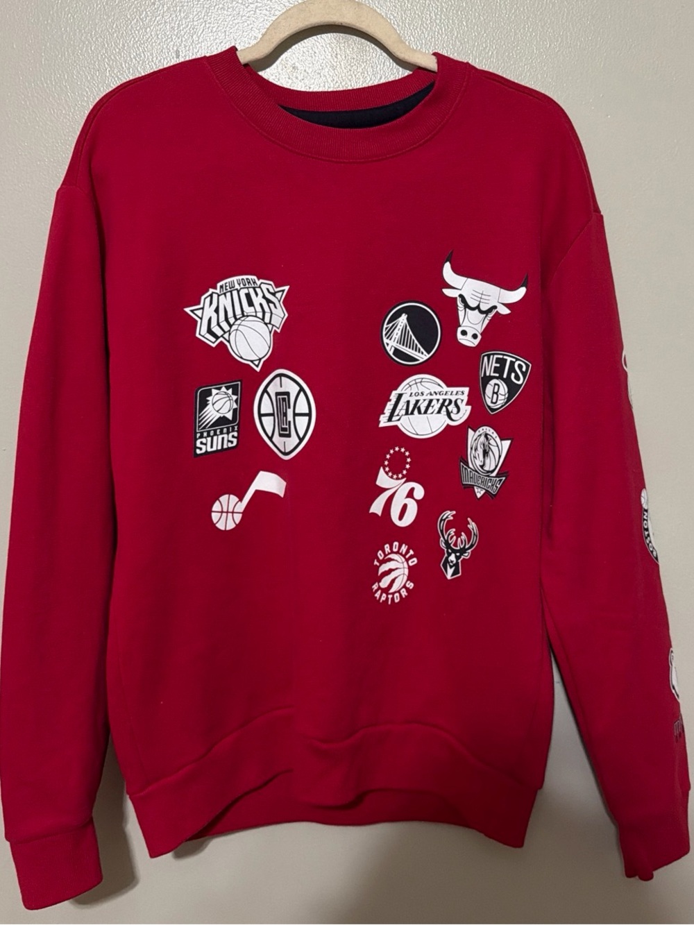 Hollister Red NBA Logo Crewneck Sweatshirt